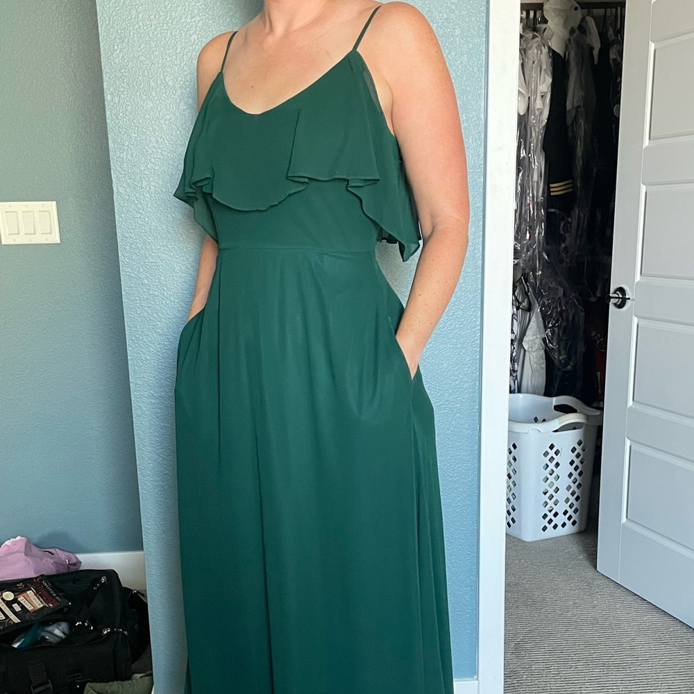 Forest Green Birdgrey floor length bridesmaid dress